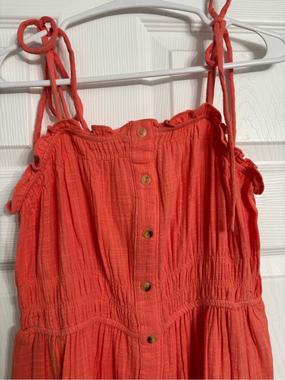 Lovely Day Coral Red Midi Dress with Button Front